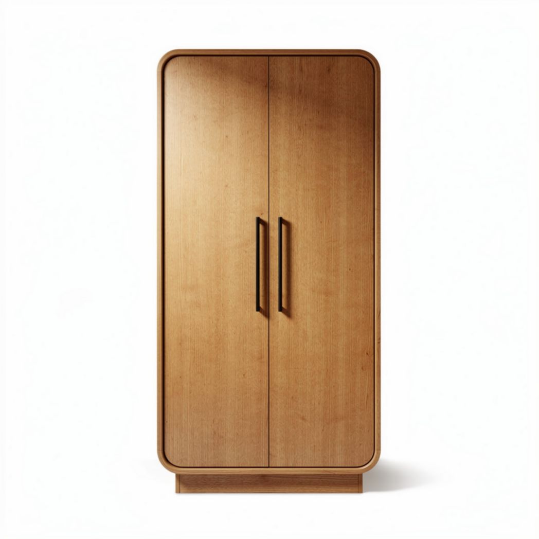 Armoire en bois de chêne clair 80 x 40 x 180cm avec poignées noires