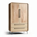 Armoire en bois clair avec deux portes et deux tiroirs 100 x 50 x 150cm