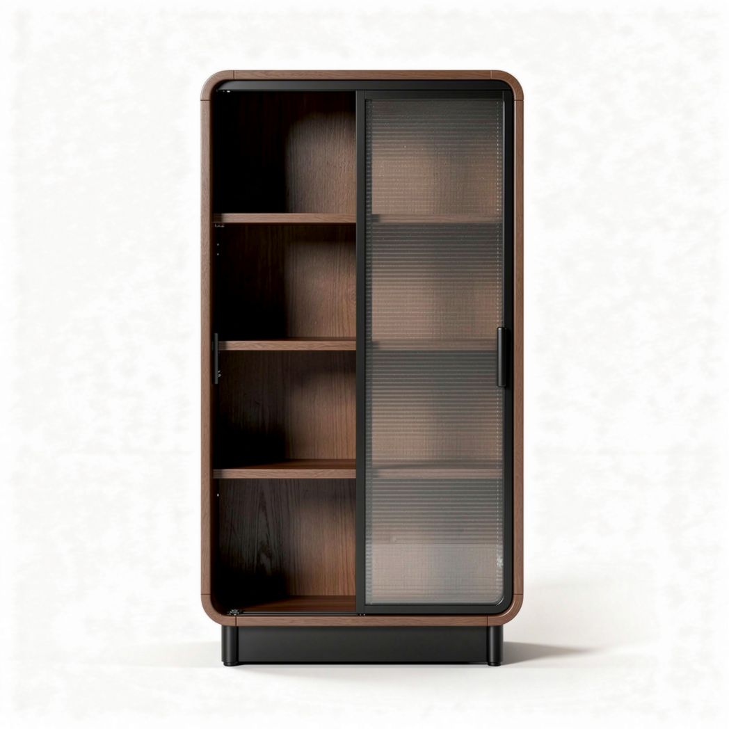 Armoire en bois de chêne avec portes en verre 80 x 40 x 180cm