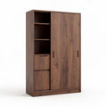 Armoire en bois de couleur châtaigne avec étagères et tiroirs 200 x 100 x 60cm